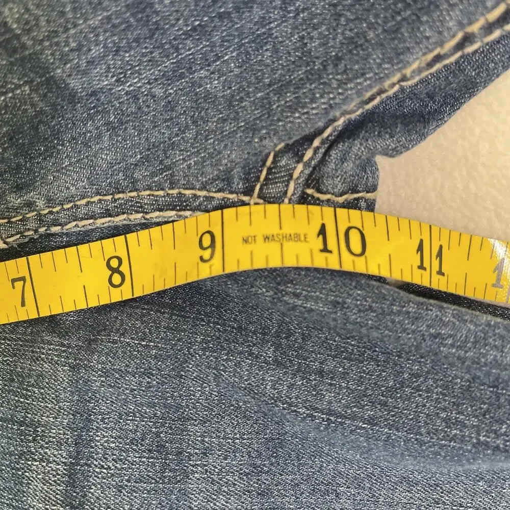 WallFlower Jeans Women’s 7 Blue Skinny Stretch Contrast Selvage Cuff Distressed